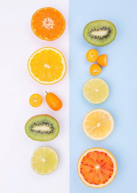 Top view collection of fresh fruits