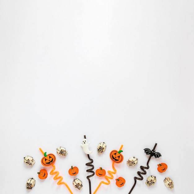 Top view collection of halloween elements