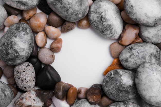 Top view collection of rocks on the table