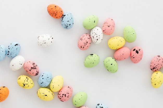 Top view colorful bunch of easter eggs