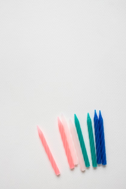 Top view colorful candles