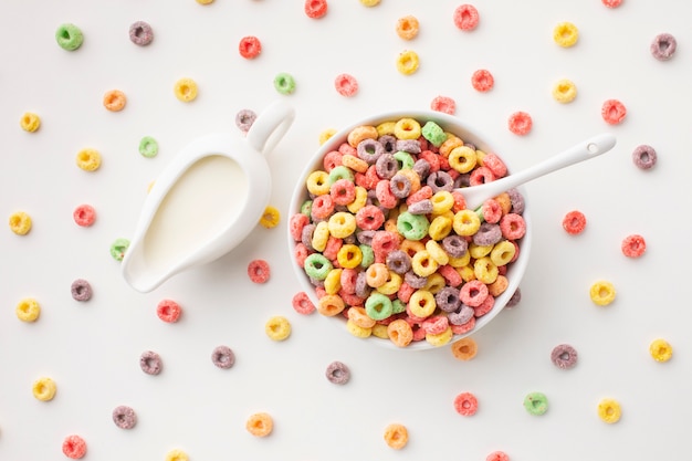 Top view colorful cereal bowl