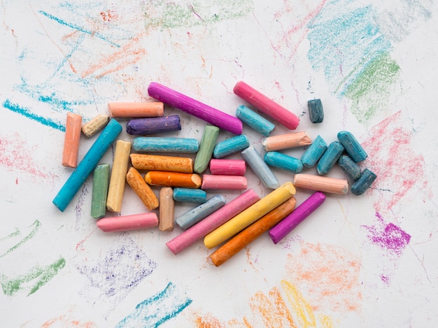 Free photo top view of colorful chalk