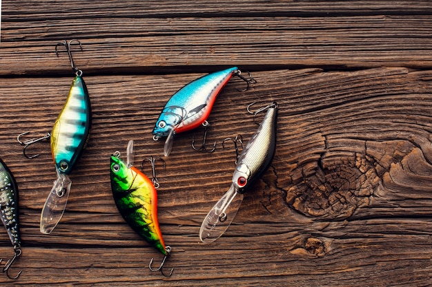 Free photo top view of colorful fishing bait