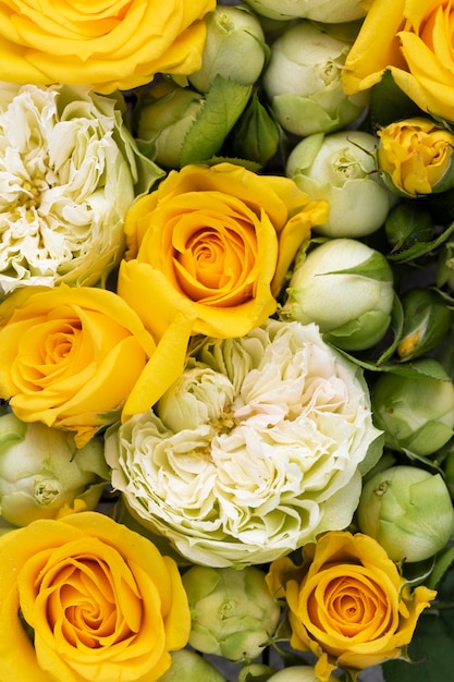 Top view of colorful flowers