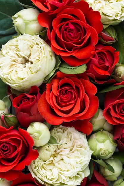 Top view of colorful flowers