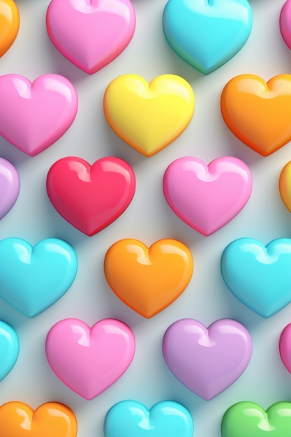 Free photo top view colorful hearts arrangement