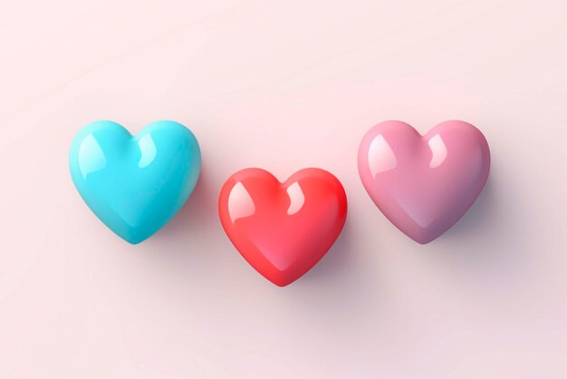 Top view colorful hearts in studio