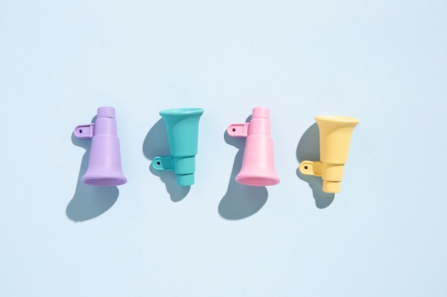 Free photo top view colorful megaphones