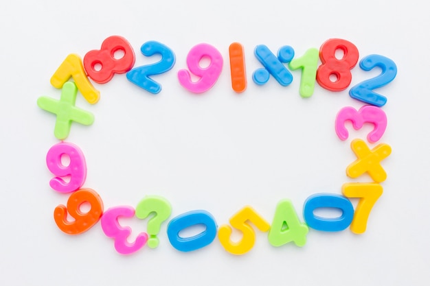 Free photo top view of colorful numbers frame concept