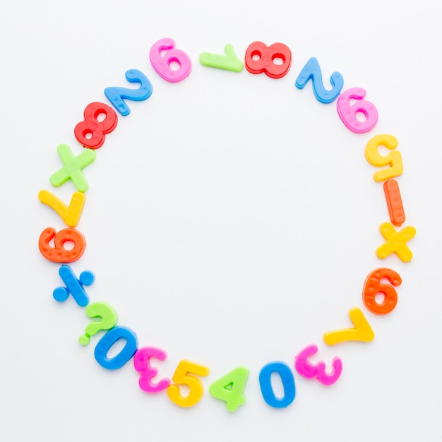 Free photo top view of colorful numbers frame concept