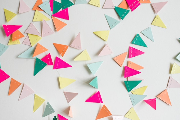 Top view colorful paper garland