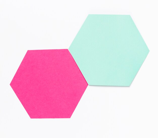 Top view colorful paper hexagon