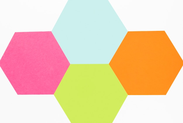 Free photo top view colorful paper hexagon