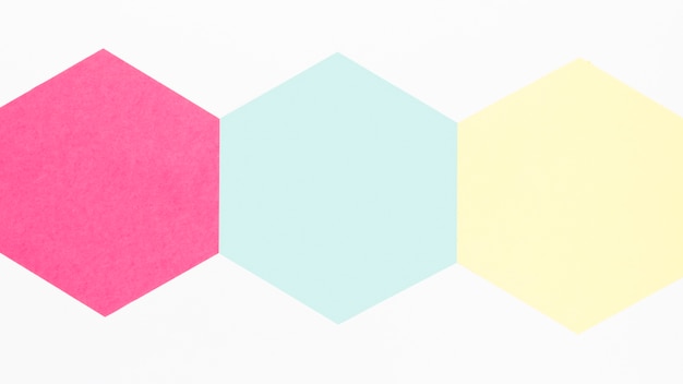 Top view colorful paper hexagon