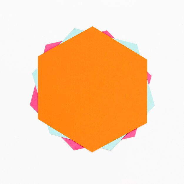 Top view colorful paper hexagon