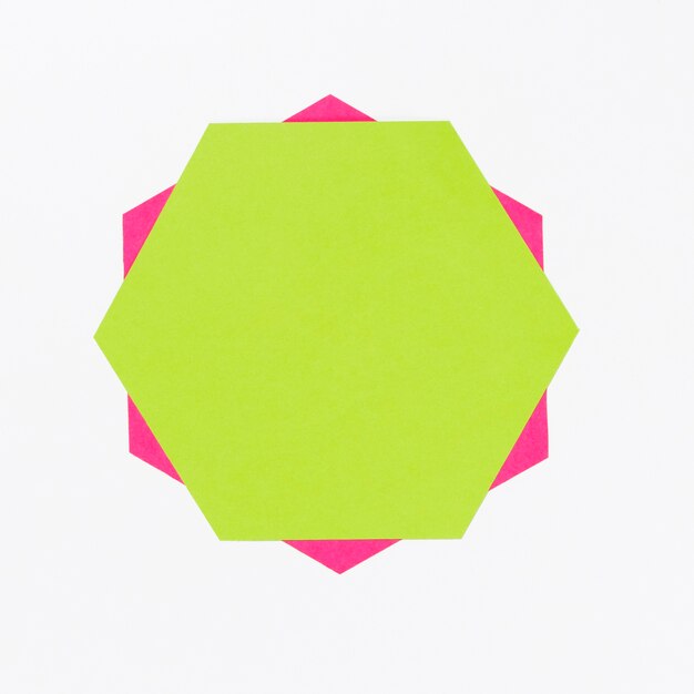 Top view colorful paper hexagon