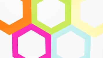 Free photo top view colorful paper hexagon