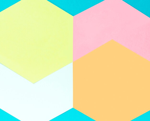 Top view colorful paper hexagon