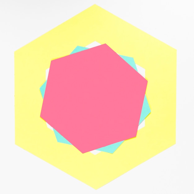 Top view colorful paper hexagon