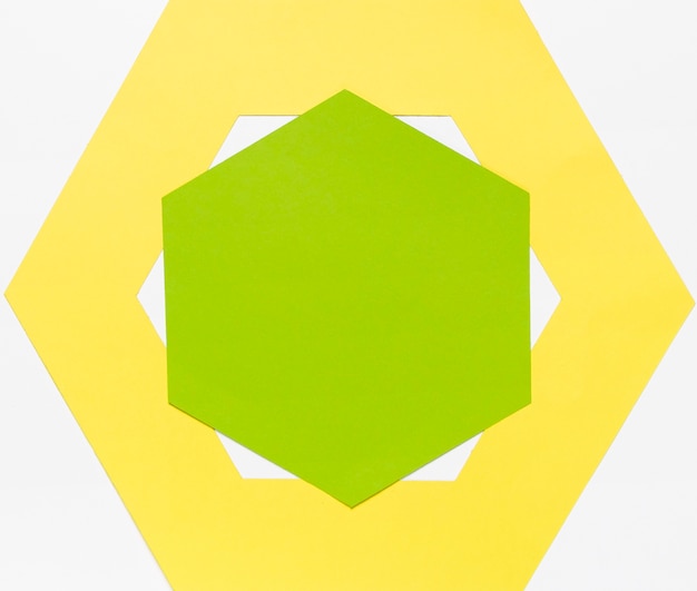 Top view colorful paper hexagon