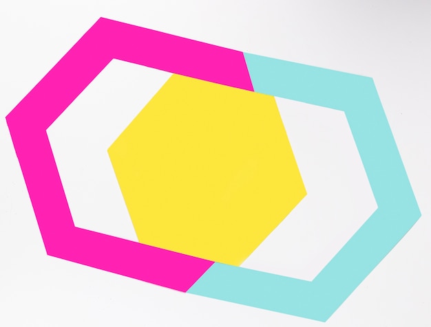 Free photo top view colorful paper hexagon