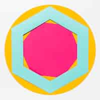 Free photo top view colorful paper hexagon