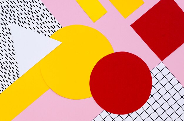 Top view of colorful paper shapes