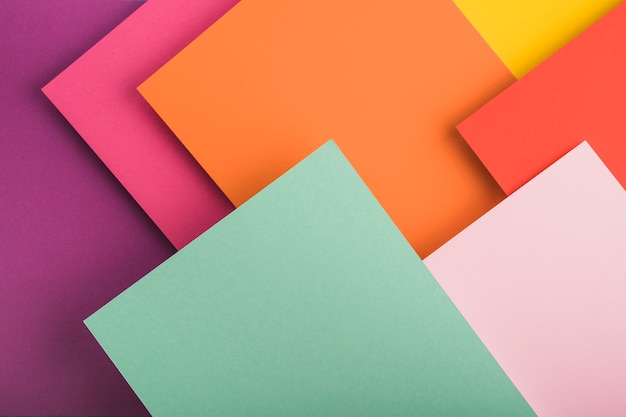 Top view of colorful paper sheets