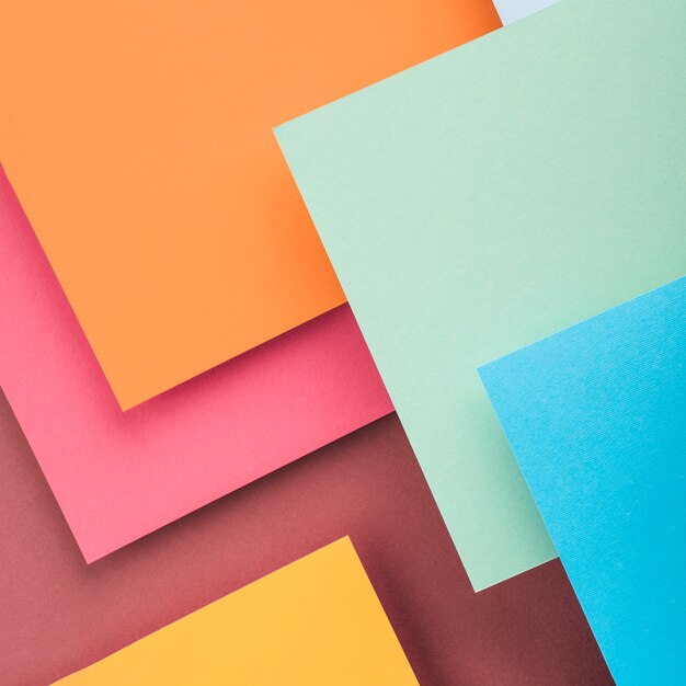 Top view of colorful paper sheets