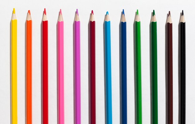 Top view colorful pencils arrangement