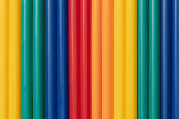 Top view of colorful plastic straws