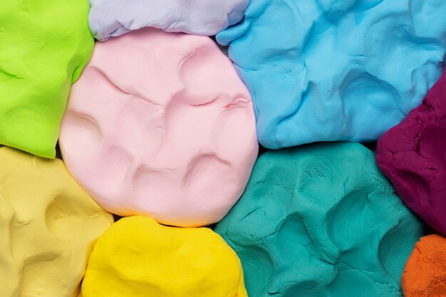 Top view colorful play dough arrangement