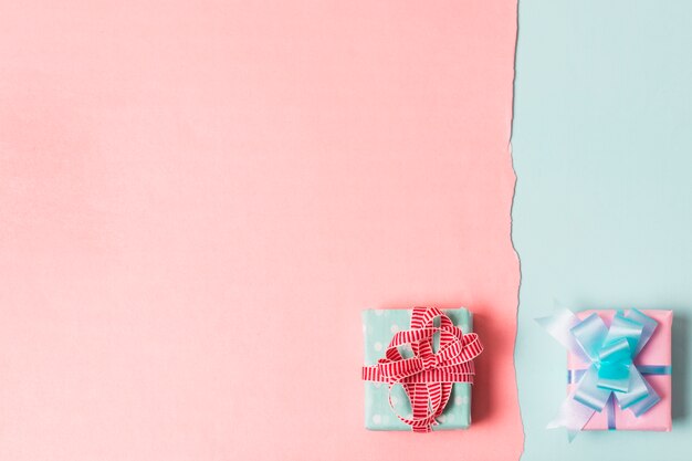 Top view of colorful presents