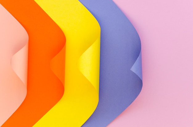 Top view of colorful sheets of paper with corners