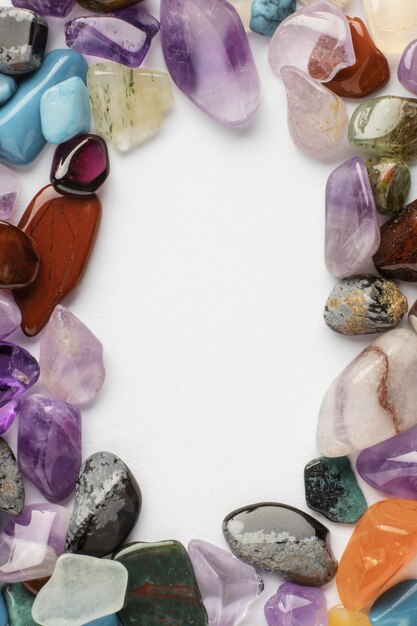 Top view colorful small stone collection