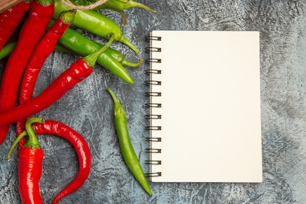 Top view colorful spicy peppers