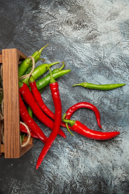 Top view colorful spicy peppers