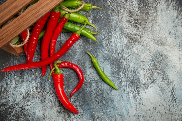 Top view colorful spicy peppers