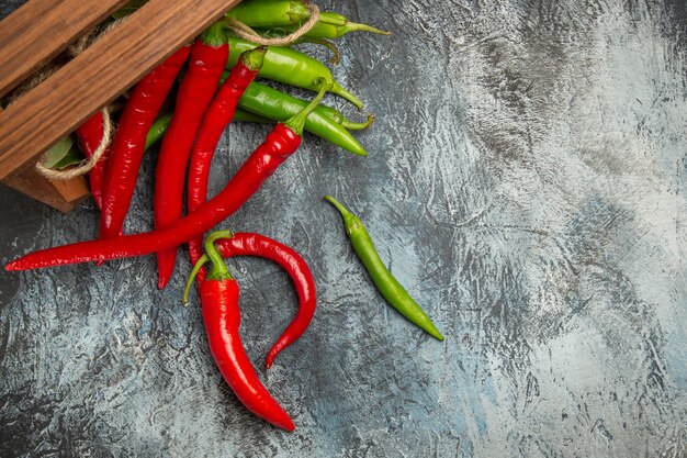 Top view colorful spicy peppers