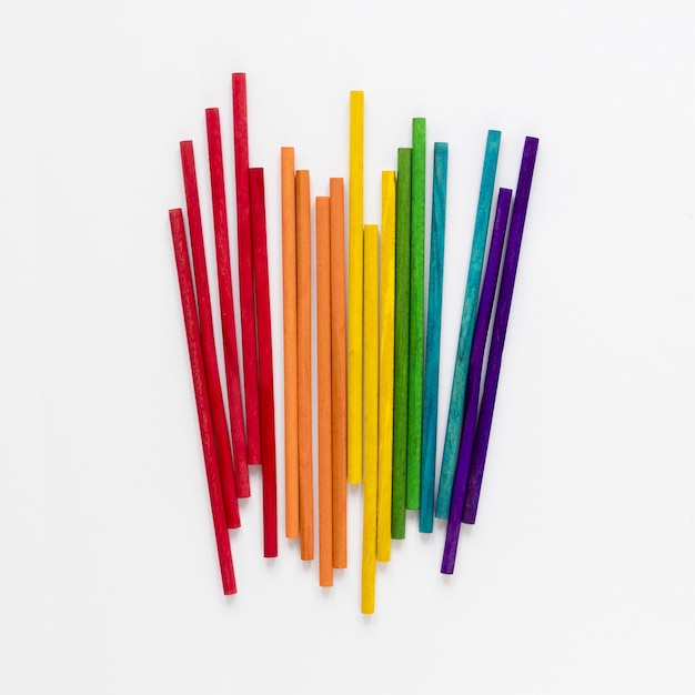 Top view colorful sticks