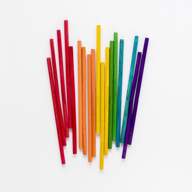 Top view colorful sticks