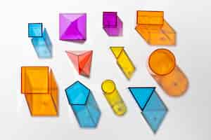 Free photo top view of colorful translucent shapes