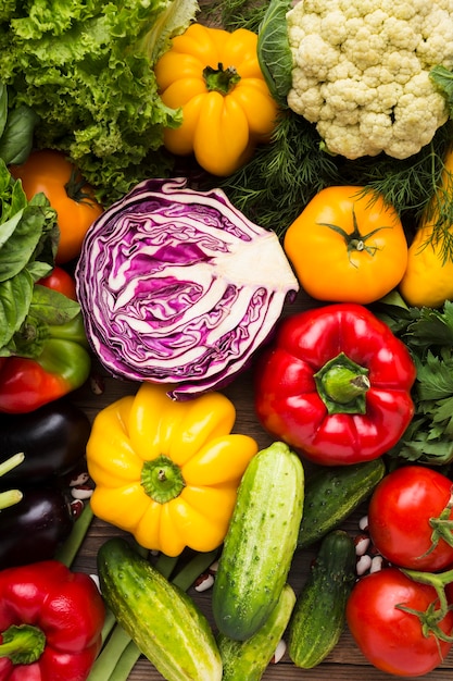 Top view colorful vegetables assortment