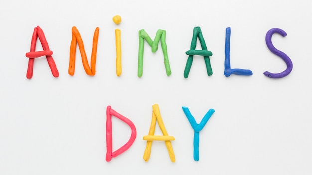 동물의 날을위한 다채로운 글쓰기의 상위 뷰