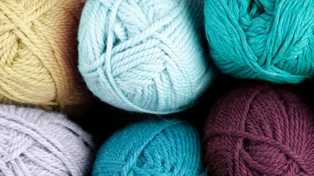 Top view of colorful yarn