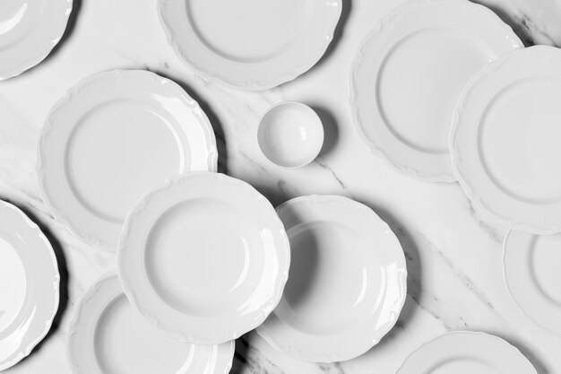 Top view composition of different plates