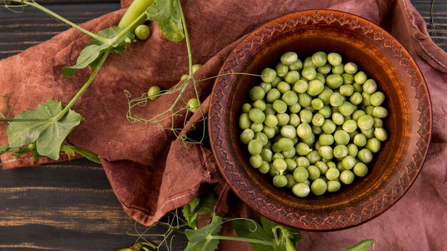 Top view composition of peas