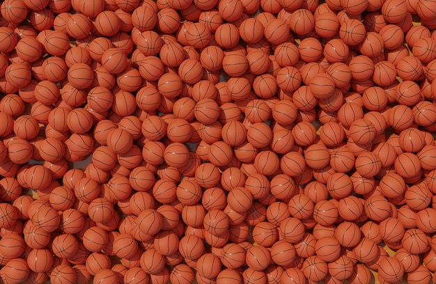 Top view of composition with basketballs