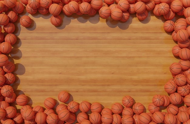 Вид сверху композиции с баскетбольными мячами